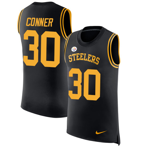 Nike Steelers #30 James Conner Black Team Color Men's Stitched NFL Limited Rush Tank Top Jersey - Click Image to Close